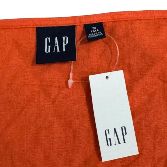 GAP Linen Blend Wrap Top Size Medium Tall Women’s Short Sleeve Blouse - Picture 5 of 6